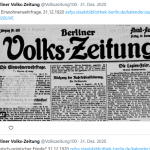 Die historische "Berliner Volks-Zeitung" als Grundlage für den Twitter-Bot "Berliner Schlagzeilen"