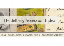 Kopfleiste und Menupunkte von der Webseite "Heidelberg Accession Index"
