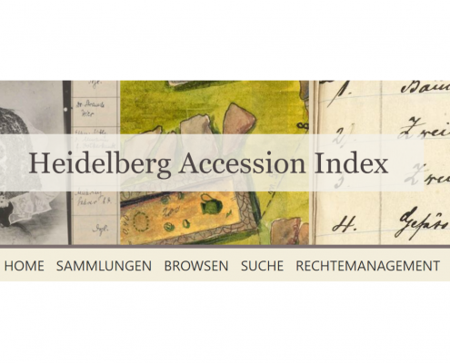 Kopfleiste und Menupunkte von der Webseite "Heidelberg Accession Index"
