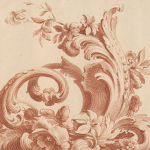 Ornamentale Druckgraphik "Muschelwerk mit Blumen" von Louis-Marin Bonnet, Paris 1755/1769